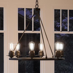 Urban Ambiance Luxury Luxe Industrial Chandelier,  27-1/2"H x 28"W,  Charcoal Finish, UHP2243 - 1 of 4