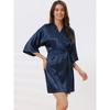 cheibear Women's Bridal Party Tie Waist Satin Robe Pajamas - 2 of 4
