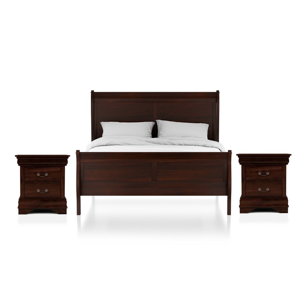 3pc Queen Sliver Sleigh Bed with 2 Nightstands Cherry - HOMES: Inside + Out -  86855873