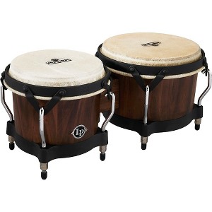 LP Matador Pine Whiskey Barrel Bongos, with Black Hardware - 1 of 4