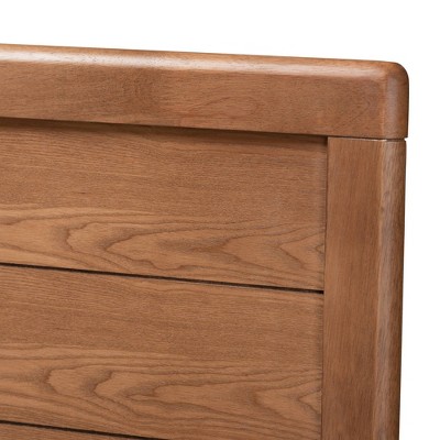 Artemis Mid-Century Walnut Brown Queen Platform Bed with Headboard