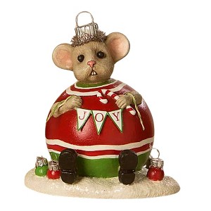 Bethany Lowe 4.75 In Nibbles In Ornament Figurine Mouse Candy Canes Animal Figurines - 1 of 3