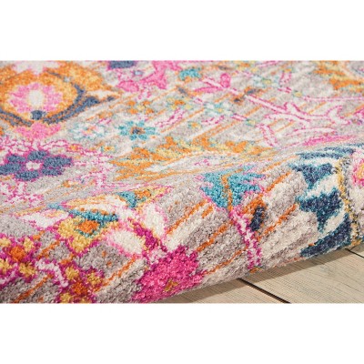 Silver Floral Bliss Reversible Synthetic Rug 6'7" x 9'6"