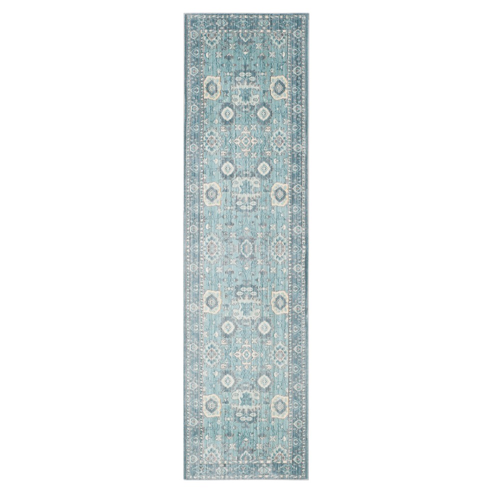 Blue Floral Loomed Runner 2'3inx6'