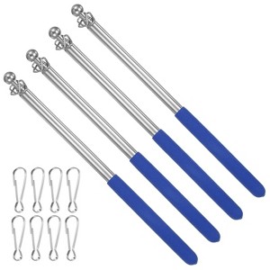 Unique Bargains Stainless Steel Extendable Portable Guide Handheld Flag Pole 4 Pcs - 1 of 4