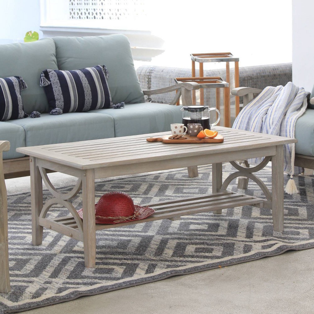 Abbington Teak Patio Coffee Table - Weathered Gray - Cambridge Casual