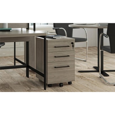 Parkside Light Brown Oak 3-Drawer Lockable Mobile File Cabinet