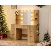 AMERLIFE Makeup Vanity Desk with Mirror & LED Lights, Drawers, Tempered Glass Top, Charging Station, Modern Bedroom Dressing Table - 3 of 4