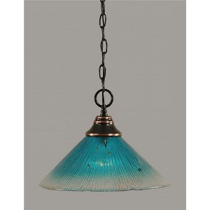 Toltec Lighting Any 1 - Light Pendant in  Black Copper with 12" Teal Crystal Shade - 1 of 1