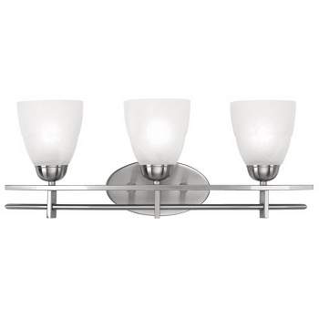 Possini Euro Design Art Deco Wall Light Silver Hardwired 23 1/2" Wide 3-Light Fixture Marbleized Glass Bathroom Vanity
