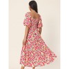 Seta T Women's Summer Casual Flowy Beach Square Neck Puff Short Sleeve Smocked Back Boho Floral Long Maxi Dress - 4 of 4