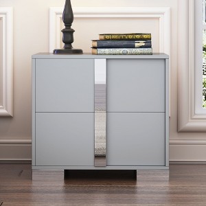 NicBex 2 Drawers Mirrored Nightstand,Bedside Table with Metal Handles,Modern Side Table for Bedroom - 1 of 4