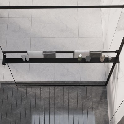 vidaXL Shower Shelf for Walk-in Shower Wall Black 45.3 in. Aluminum