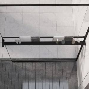 vidaXL Shower Shelf for Walk-in Shower Wall Black 45.3 in. Aluminum - 1 of 4