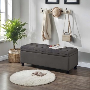 NicBex Modern 45" Tufted Storage Bench with Linen Fabric for Bedroom and Living Room - 1 of 4