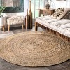 4' Round Hand Woven Rigo Jute Area Rug Natural - Nuloom : Target