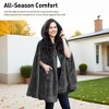 Catalonia Womens Oversized Plush Fleece Wearable Blanket Hooded Wrap Sweater with Hand Pockets, Open Front No Sleeve Cape Shawls, Cozy Gift for Woman - 3 of 4