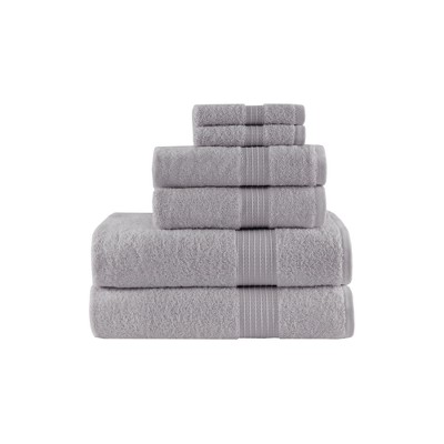 6pc Organic Cotton Bath Towel Set Gray