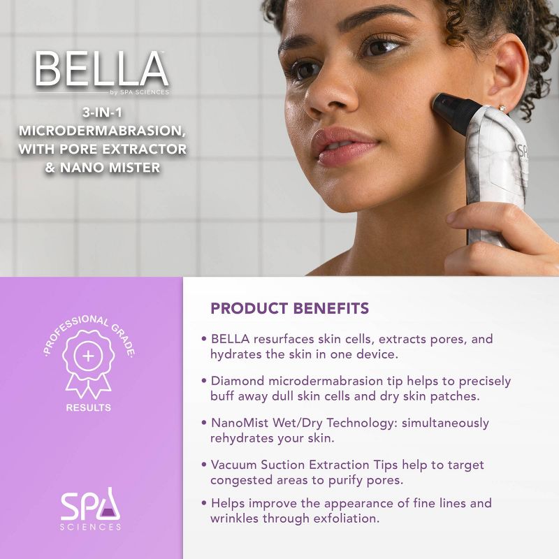 Spa Sciences BELLA 3-in-1 Diamond Tip Microdermabrasion System, with Nano Mist &#38; Pore Extraction, 4 of 18