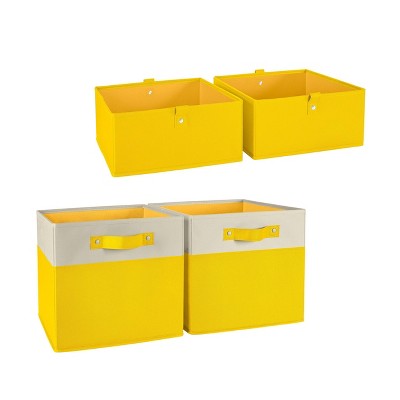 RiverRidge Kids' 2pc 5" and 2pc Two Tone Fabric Collapsible Storage Cube Organizers for Playroom Organization