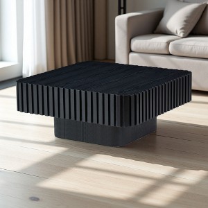 31.5" MDF Handcrafted Square Drum Coffee Table - 1 of 4