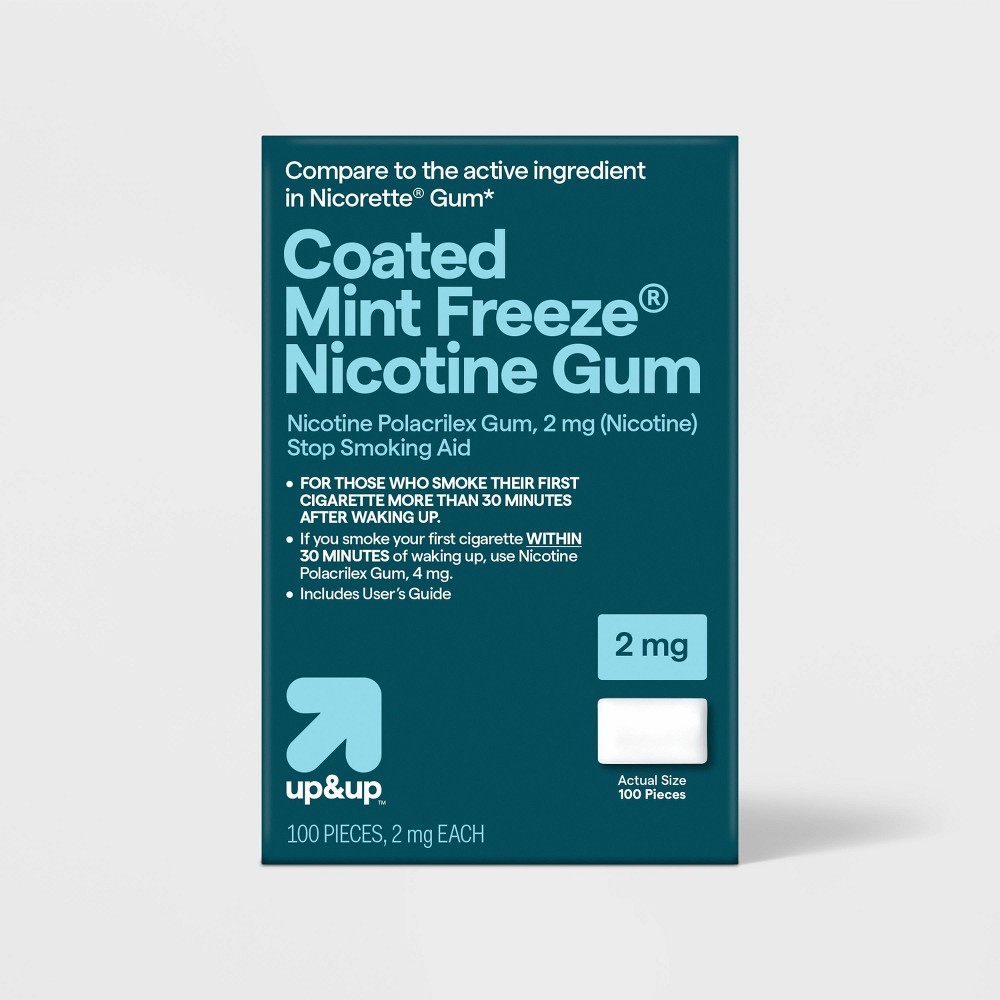 Coated Nicotine 2mg Gum Stop Smoking Aid - Mint Freeze - 100ct - up&up™