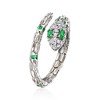 Ross-Simons Italian 0.14 ct. t.w. Simulated Emerald and .10 ct. t.w. CZ Snake Ring in Sterling Silver - 3 of 4