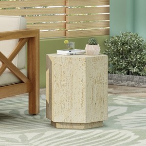 Christopher Knight Home Serene Outdoor Lightweight Concrete Hexagonal Archaistic Side Table, Antique Brown - 1 of 4