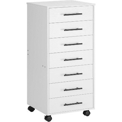 MaseiKar 7-Drawer Chest, File Cabinet, Wooden File Cabinet, Office Cabinet with Drawers, Storage Cabinet, for Home Office, Study, Easy Assembly, White