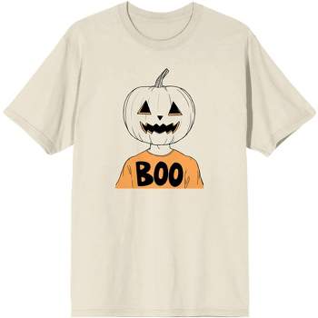 Halloween Boo Jack O Lantern Head Men's Natural Graphic Tee