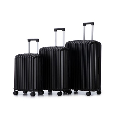 Syemin Luggage 3 pcs in ABS Spinner Wheel Luggage Set Carry on Suitcase with Cup Holder Phone Holder for Travel, Black, 19.3"*11.4"*29.5"