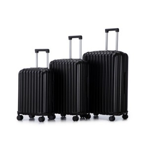 Syemin Luggage 3 pcs in ABS Spinner Wheel Luggage Set Carry on Suitcase with Cup Holder Phone Holder for Travel, Black, 19.3"*11.4"*29.5" - 1 of 4