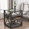 NicBex Industrial 3-Tier End Table with Drawer, Tempered Glass & Metal Frame Side Table, Modern Nightstand for Bedroom, Living Room Small Table - 3 of 4