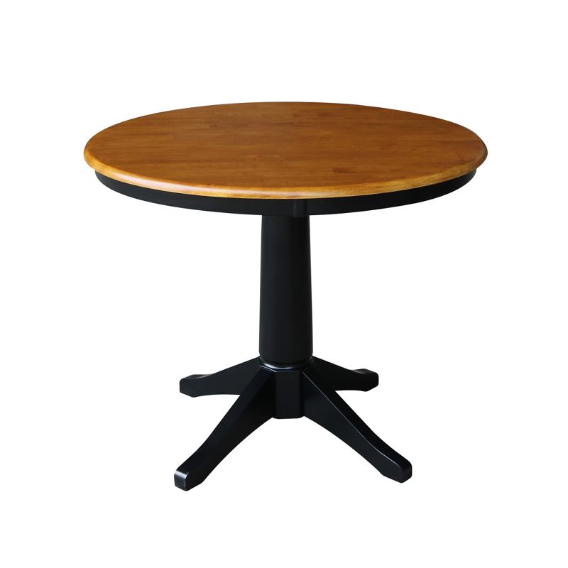 36" Mark Round Top Pedestal Table Black/Cherry - International Concepts, 1 of 8