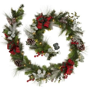 9 ft Christmas Garland for Mantle, Pre-Lit Christmas Garland - 1 of 4