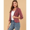 Allegra K Women's Striped 3/4 Sleeves Open Front Casual Notched Lapel Blazer - 4 of 4