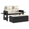 vidaXL Reclining Patio Bench/Sofa Bed with Cushions - Outdoor Furniture Black Poly Rattan - Adjustable, Convertible, with Side Tables - 4 of 4