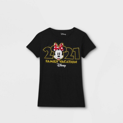 Women's Disney Minnie Mouse 'Family Vacation 2021' Short Sleeve Graphic T-Shirt (Juniors') - Black