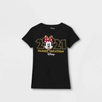 Women's Disney Minnie Mouse 'Family Vacation 2021' Short Sleeve Graphic T-Shirt (Juniors') - Black