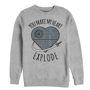 Men's Star Wars Valentine Death Star Heart Sweatshirt - 1 of 3