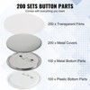 VEVOR 200 Sets 3 inch 75mm Pin Back Button Parts, DIY Round Button Badge Parts, Set Includes Metal Top, Plastic/Metal Button, Clear Film, Silver - 4 of 4