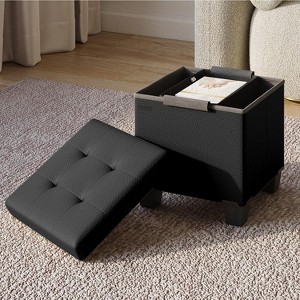StorageBud Storage Ottoman for Bedroom End of Bed, Faux Leather Storage Bench, Large Storage Ottoman Bench, Entryway Bench with Storage - 1 of 4