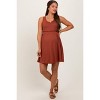 PinkBlush Rust Ribbed Sleeveless Lettuce Trim Maternity Mini Dress - 2 of 4