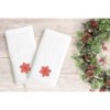 Linum Home Textiles Embroidered Luxury 100% Turkish Cotton Hand Towels - Red Snow Flake (Set of 2) - 2 of 3