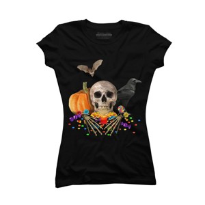 Junior's Design By Humans Halloween candy keeper By MomaArt T-Shirt - 1 of 3