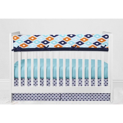 Bacati - Liam Long Crib Rail Guard Cover Aqua/Orange/Navy