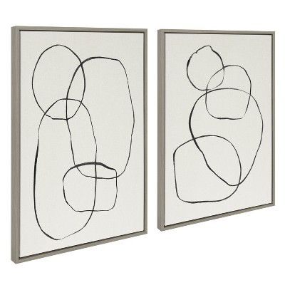 Modern Abstract Black and White Canvas Art Set, 23x33 Inches