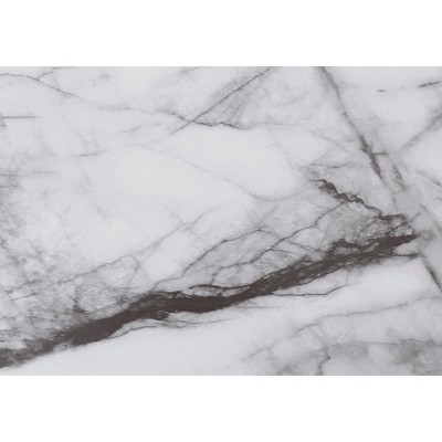Vynxaria 48" White Marble Look Black Metal Computer Desk Contemporary Home Office Workstation with Storage Shelves