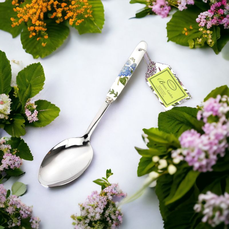 Portmeirion Botanic Garden Serving Spoon, 12.5 Inch Serving Spoon with Porcelain Handle, Hydrangea Motif, Made from Stainless Steel and Porcelain, 2 of 4