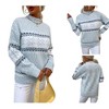 Coolmee Women’s Casual Knit Sweater Leopard Print Knitted Pullover Sweaters Long Sleeve High Neck Jumper Tops - 3 of 4